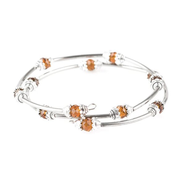 Paparazzi Jewelry Accessories - Into Infinity - Orange Bracelet - Vintage - Picture 2 of 4